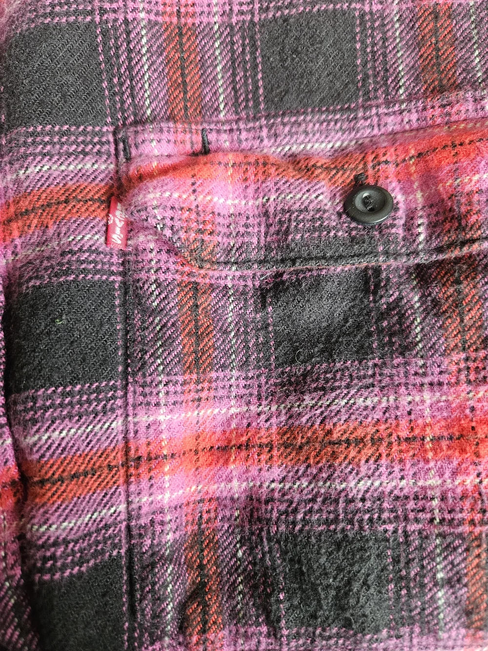 Levi's Pink Red and Black Plaid Flannel Shirt